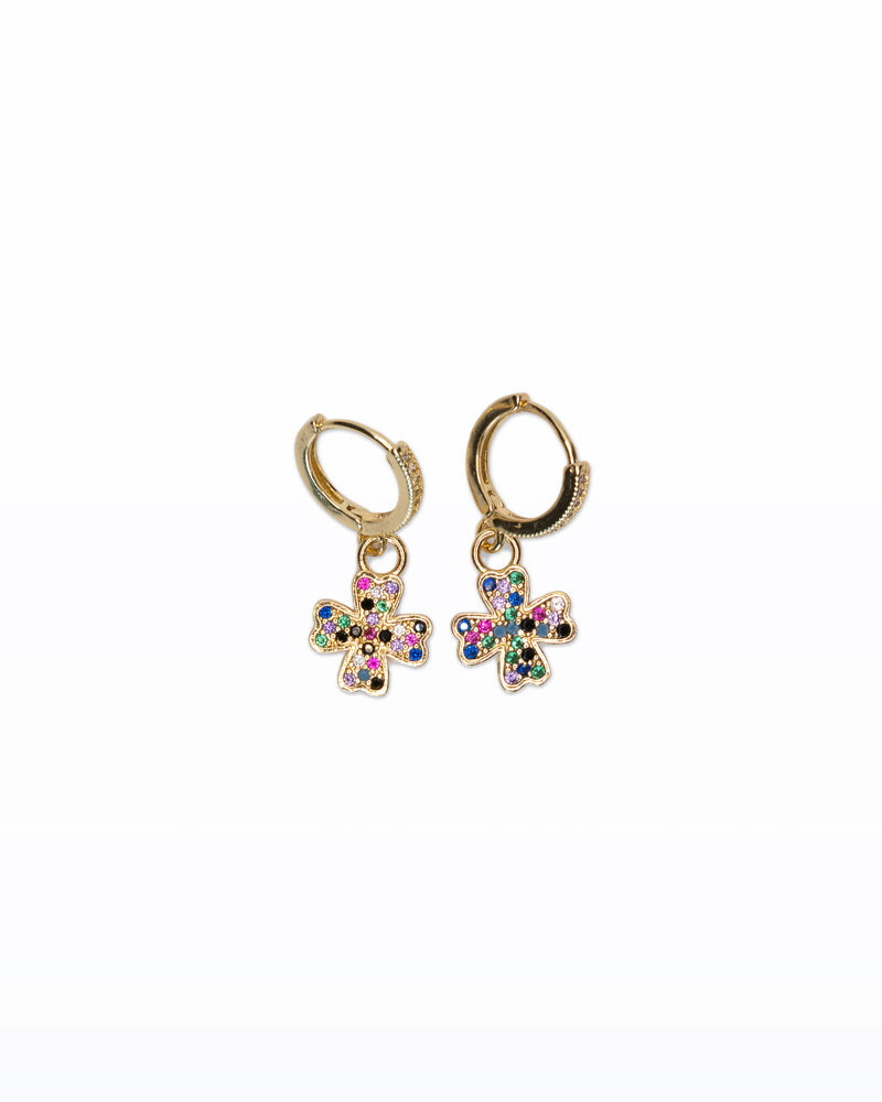 Holy Pop – Mini orecchini con crocina e cristalli multicolore